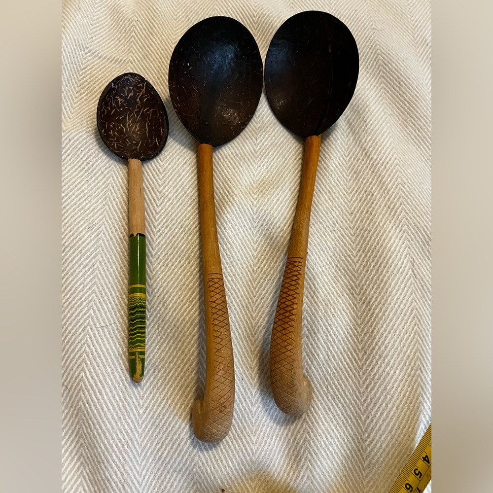 Natural Coconut Spoons Set Of 3 2-11 In And 1 8.5 In Long